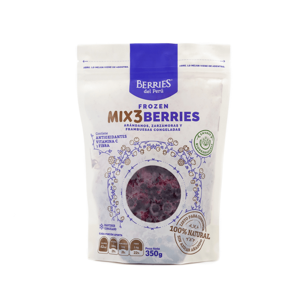 Mix 3 berries (arándanos, mora y frutilla) 300 gr