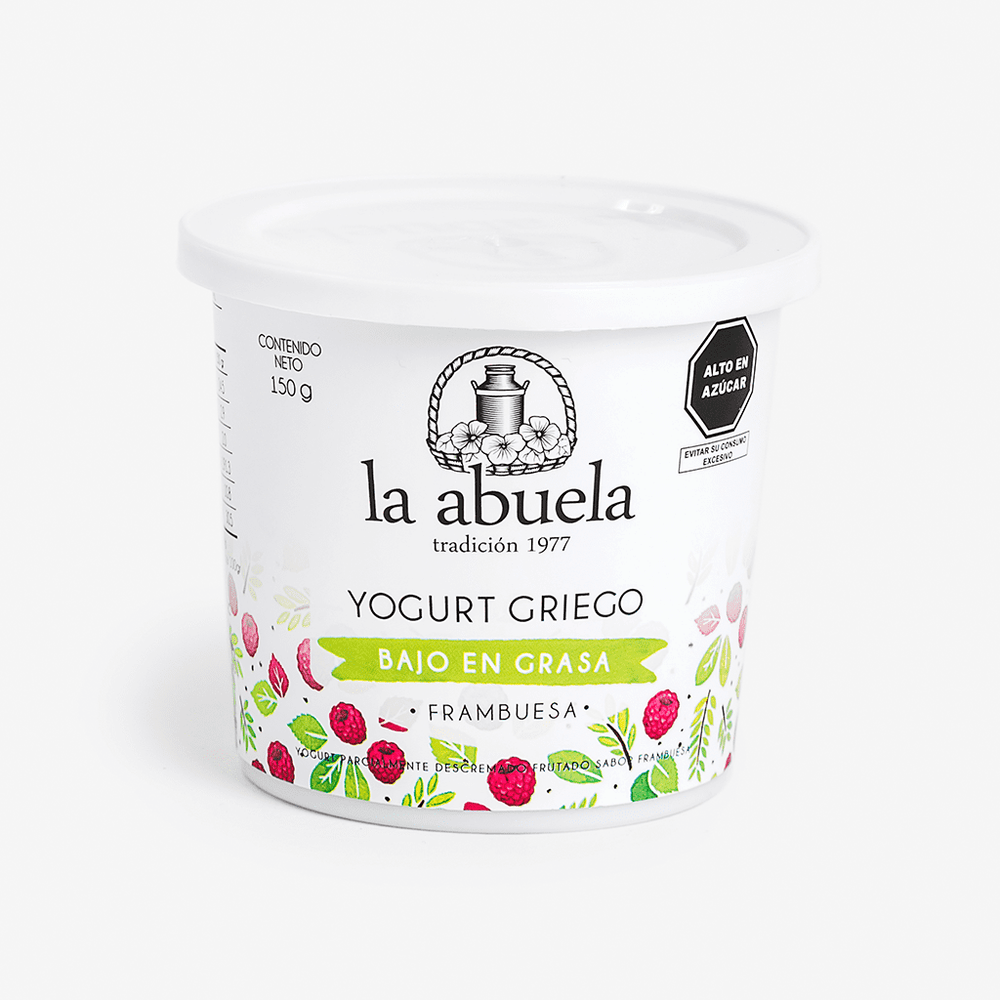 Yogurt Griego Bajo en Grasa Sabor a Frambuesa La Abuela 150 g florayfauna